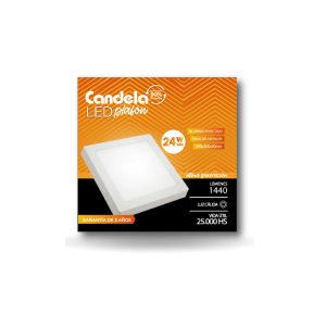 Plafón Led Candela Cuadrado Aplicar 24w. Luz Cálida