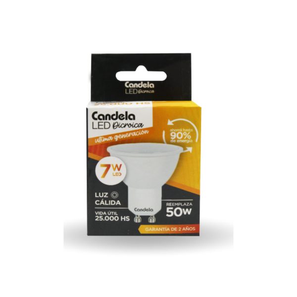 Lampara Dicroica Candela Luz Calida 7w