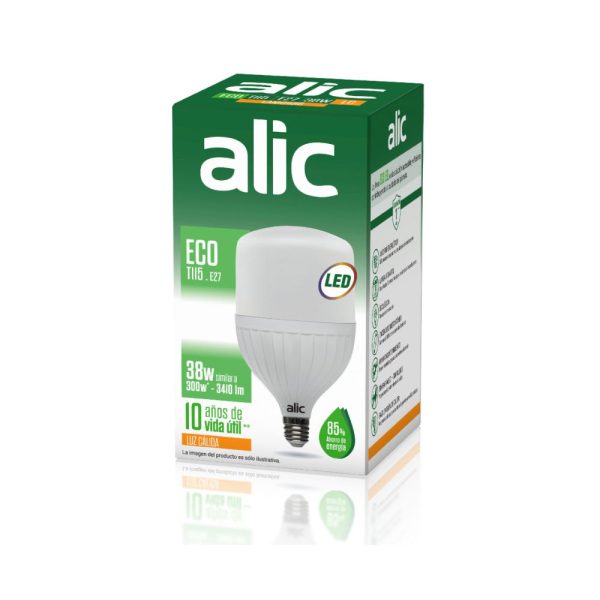 Lamparas Alic alta potencia 38w luz calida e27