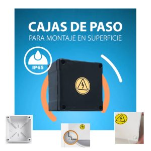 Caja de paso estanca KALOP-UNIKA NEGRA con tapa